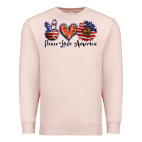 Pale Pink peace love america Premium Sweatshirt - BarkalooDesign