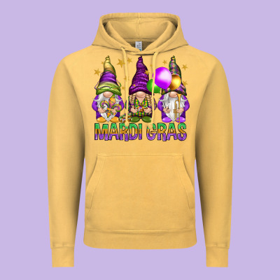Mardi Gras With Gnomies Vintage Hoodie Designed By Howdyjamesfarm