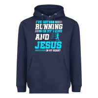 Navy Christian Runner Half Marathon Running Race Jesus Gift Heavyweight Hoodie - trangStudio