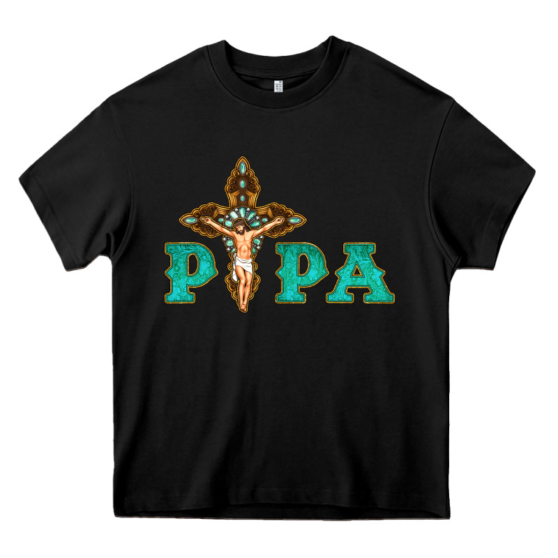 Papa Jesus With Cross Heavy Core Tee by Bettercallsaul | Teevron