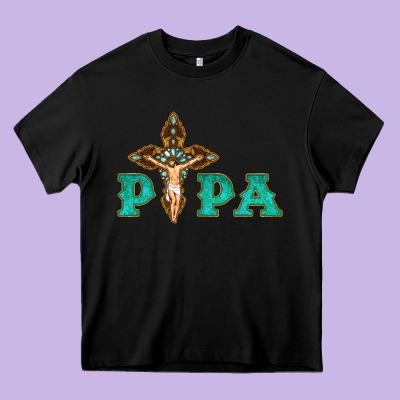 Papa Jesus With Cross Heavy Core Tee Designed By Bettercallsaul