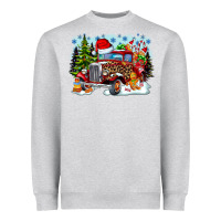 Heather Grey Christmas truck Heavyweight Sweatshirt - CowhideDigitalArt