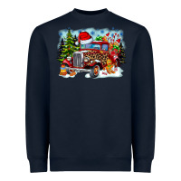 Navy Christmas truck Heavyweight Sweatshirt - CowhideDigitalArt