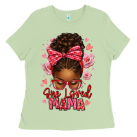 Matcha one loved mama afro messy bun Ladies Tee - texasbilliewilder