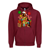Burgundy christmas german shepherd Zipper Hoodie - Artiststas