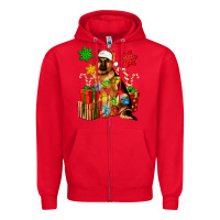 Red christmas german shepherd Zipper Hoodie - Artiststas