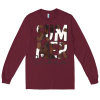 Burgundy Summer Vibes Brown White Cowhide Long Sleeve Tee - CowCowDesign