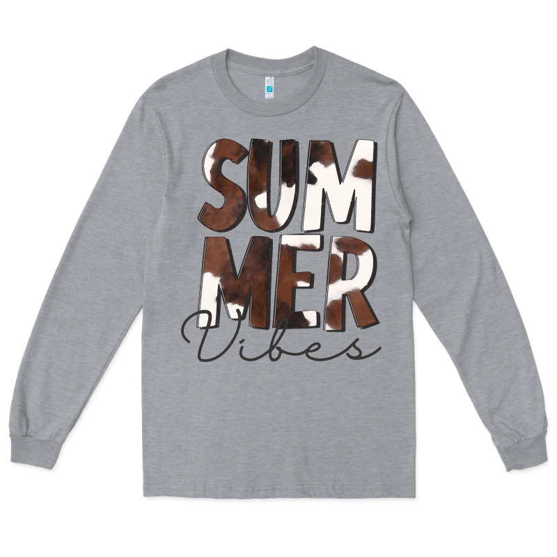 Summer Vibes Brown White Cowhide Long Sleeve Tee by CowCowDesign | Teevron