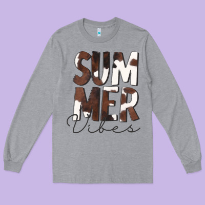 Summer Vibes Brown White Cowhide Long Sleeve Tee Designed By Cowcowdesign