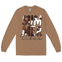 Toasted Coconut Summer Vibes Brown White Cowhide Long Sleeve Tee - CowCowDesign