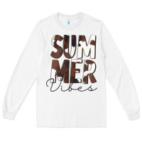 White Summer Vibes Brown White Cowhide Long Sleeve Tee - CowCowDesign