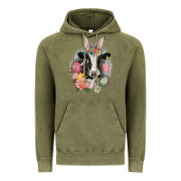Vintage Olive Happy Easter Cow Easter Day Vintage Hoodie - CowGirlArtShop