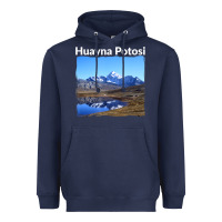Navy Bolivia Huayna Potosi Mountain Andes Art Heavyweight Hoodie - trangStudio