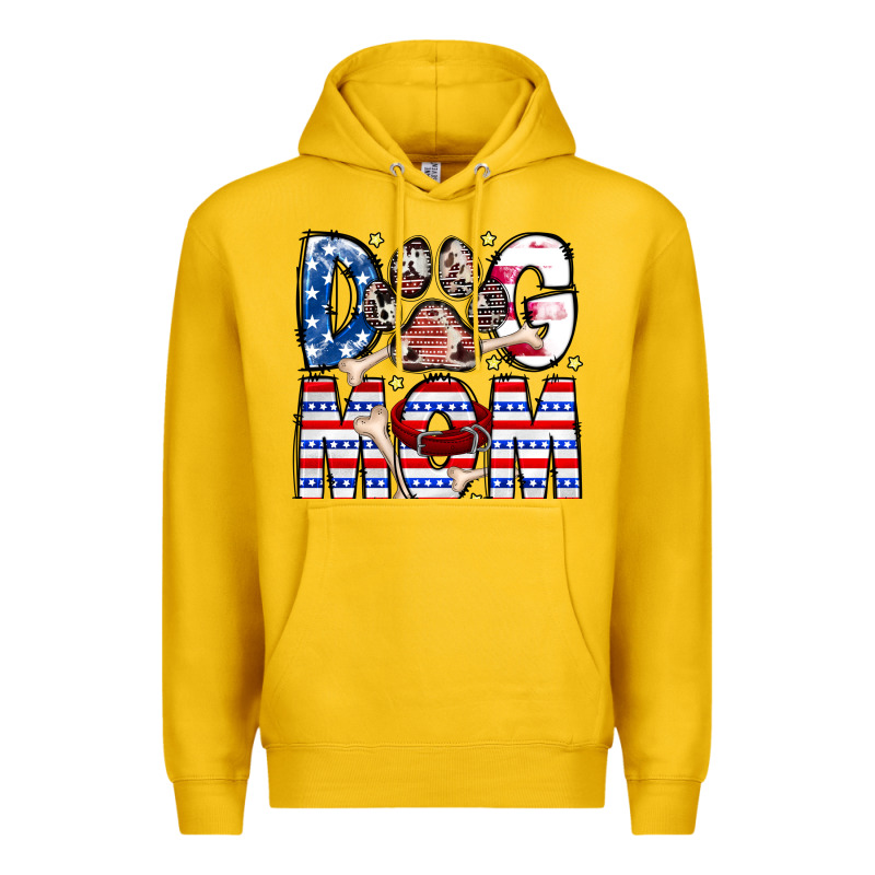 American Dog Mom Premium Hoodie by CowhideDigitalArt | Teevron