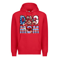 Red American Dog Mom Premium Hoodie - CowhideDigitalArt
