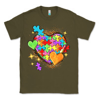 Army Green Autism hearts Classic Tee - NancyCooperArtShop