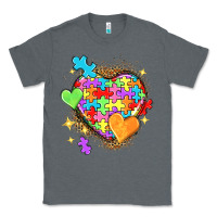 Charcoal Heather Autism hearts Classic Tee - NancyCooperArtShop