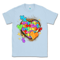 Dusty Blue Autism hearts Classic Tee - NancyCooperArtShop