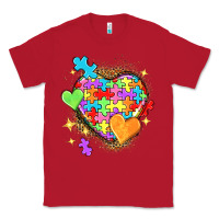 Red Autism hearts Classic Tee - NancyCooperArtShop