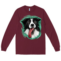 Burgundy border collie Long Sleeve Tee - Jasminsmagicworld