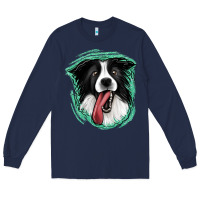 Navy border collie Long Sleeve Tee - Jasminsmagicworld