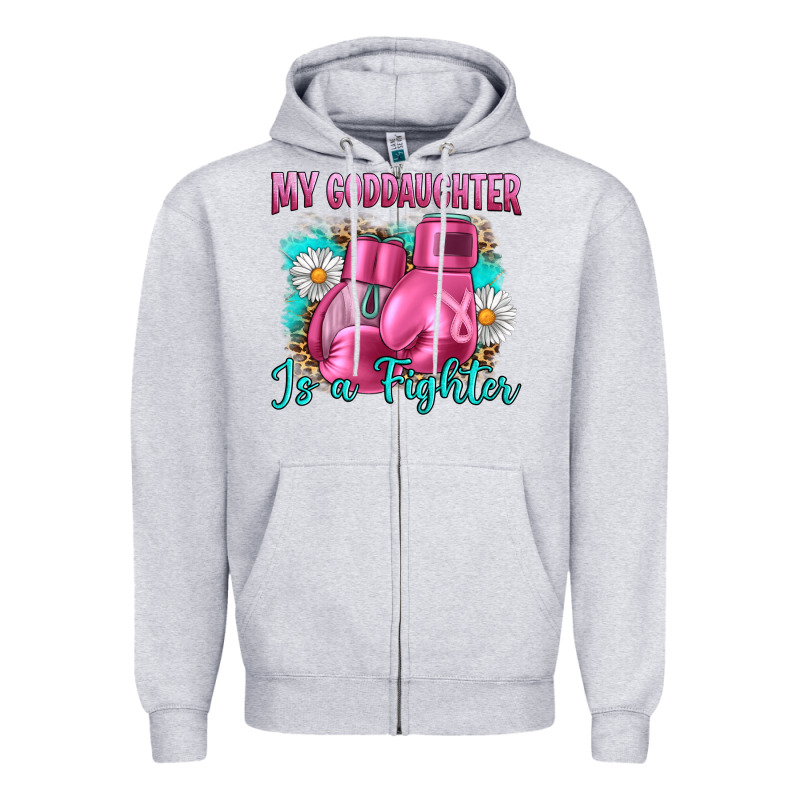 Breast Cancer My Goddaughter Is A Fighter Zipper Hoodie by Artiststas | Teevron