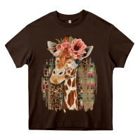 Chocolate Brown Giraffe with Floral Heavy Core Tee - Bettercallsaul