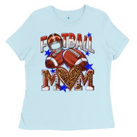 Baby Blue American Football Mom Ladies Tee - NancyCooperArtShop