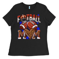 Black American Football Mom Ladies Tee - NancyCooperArtShop