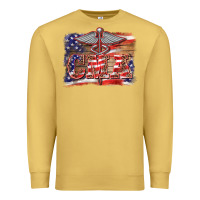 Antique Gold patriotic nurse certified medical assistant medilcal symbol background Premium Sweatshirt - BarkalooDesign