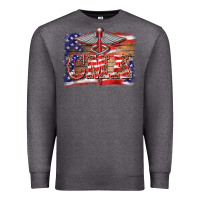 Charcoal Heather patriotic nurse certified medical assistant medilcal symbol background Premium Sweatshirt - BarkalooDesign
