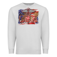 Dove Grey patriotic nurse certified medical assistant medilcal symbol background Premium Sweatshirt - BarkalooDesign