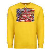 Lemon patriotic nurse certified medical assistant medilcal symbol background Premium Sweatshirt - BarkalooDesign