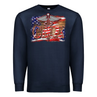 Navy patriotic nurse certified medical assistant medilcal symbol background Premium Sweatshirt - BarkalooDesign