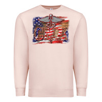 Pale Pink patriotic nurse certified medical assistant medilcal symbol background Premium Sweatshirt - BarkalooDesign