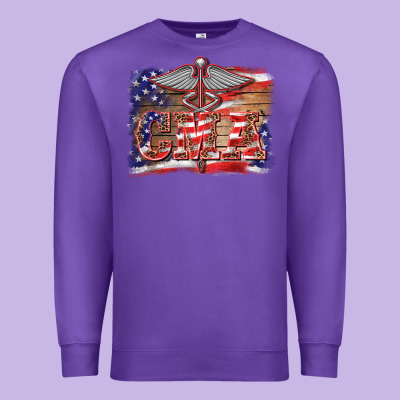 Patriotic Nurse Certified Medical Assistant Medilcal Symbol Background Premium Sweatshirt Designed By Barkaloodesign