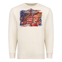 Sandshell patriotic nurse certified medical assistant medilcal symbol background Premium Sweatshirt - BarkalooDesign
