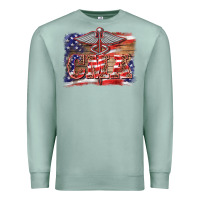 Seafoam patriotic nurse certified medical assistant medilcal symbol background Premium Sweatshirt - BarkalooDesign