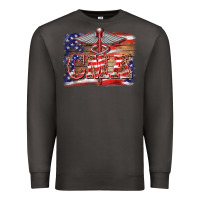 Smoke patriotic nurse certified medical assistant medilcal symbol background Premium Sweatshirt - BarkalooDesign