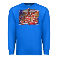 True Royal patriotic nurse certified medical assistant medilcal symbol background Premium Sweatshirt - BarkalooDesign