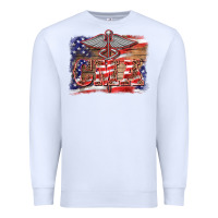 White patriotic nurse certified medical assistant medilcal symbol background Premium Sweatshirt - BarkalooDesign