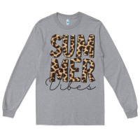 Heather Grey summer vibes leopard Long Sleeve Tee - CowCowDesign
