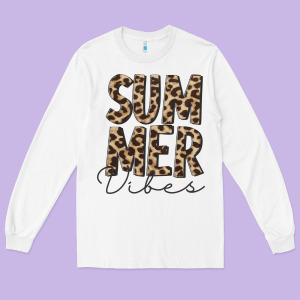 Summer Vibes Leopard Long Sleeve Tee Designed By Cowcowdesign