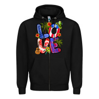 Black puerto rico love Zipper Hoodie - Artiststas