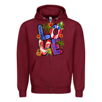 Burgundy puerto rico love Zipper Hoodie - Artiststas
