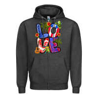 Charcoal Heather puerto rico love Zipper Hoodie - Artiststas