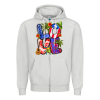 Dove Grey puerto rico love Zipper Hoodie - Artiststas