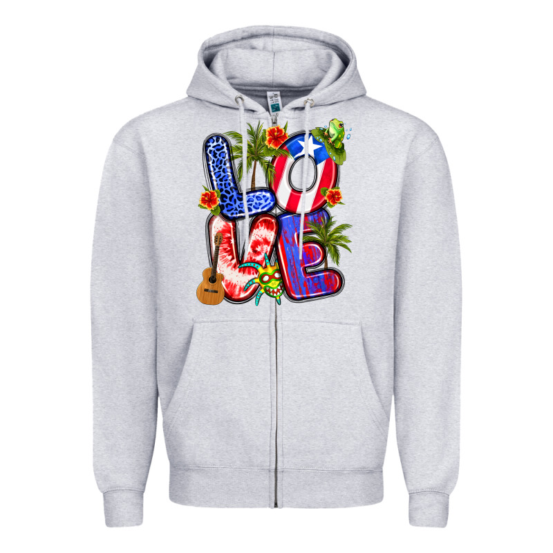Puerto Rico Love Zipper Hoodie by Artiststas | Teevron