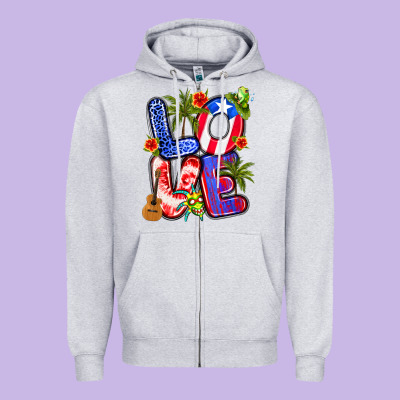 Puerto Rico Love Zipper Hoodie Designed By Artiststas