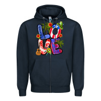 Navy puerto rico love Zipper Hoodie - Artiststas
